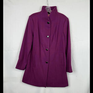 Kate Spade New York Stand Collar Coat Wool Blend Purple Size L